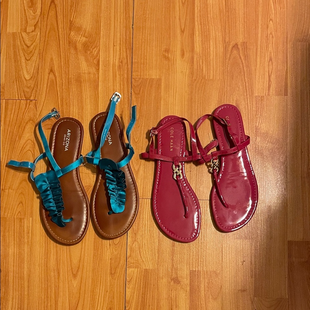 Arizona Jean Company Women's Teal and Brown Sandals
